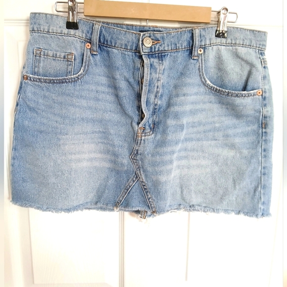 Aeropostale Button Fly Jean Mini Skirt Size 14 Y2K Punk Skater Party Concert - Picture 1 of 6